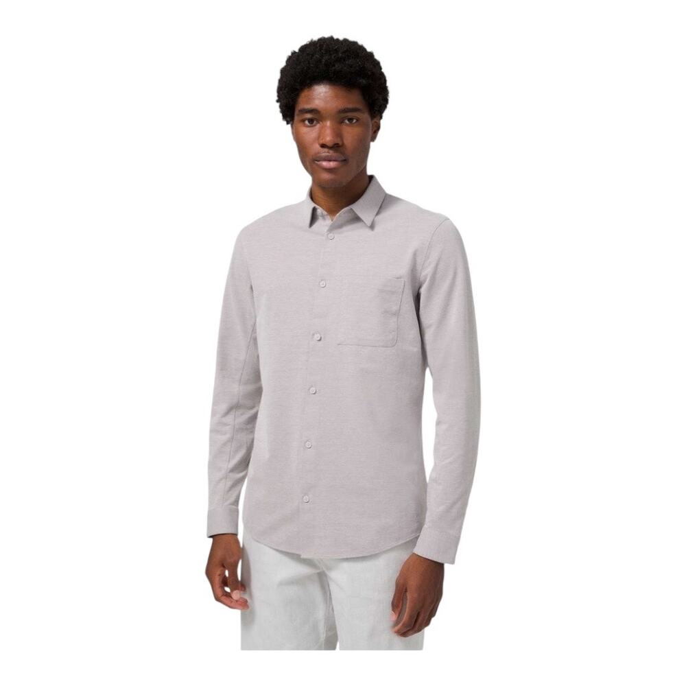lululemon athletica Men's Long-Sleeve Button-Down Shirt - Light Gray
